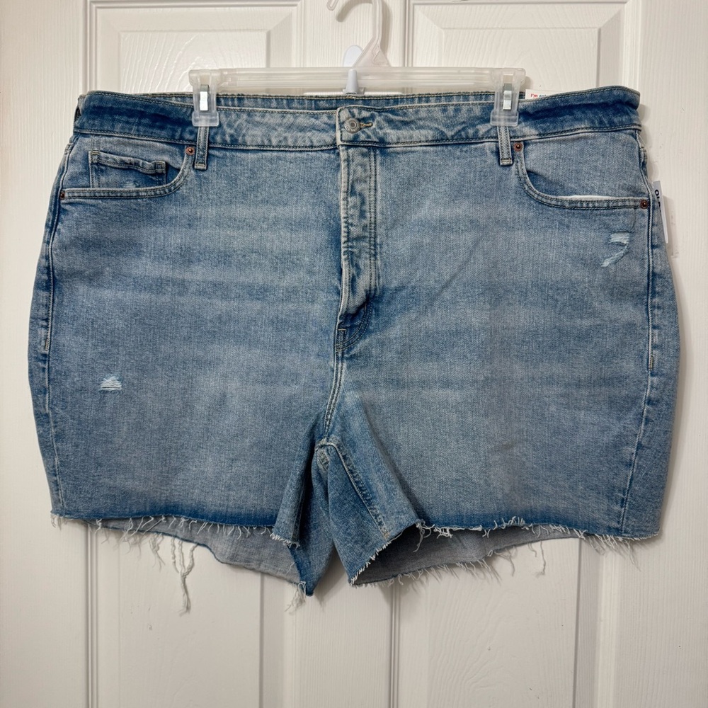 Old Navy Blue Denim Jean Shorts OG Straight Women's Plus Size 26 Hi Rise Cut Off